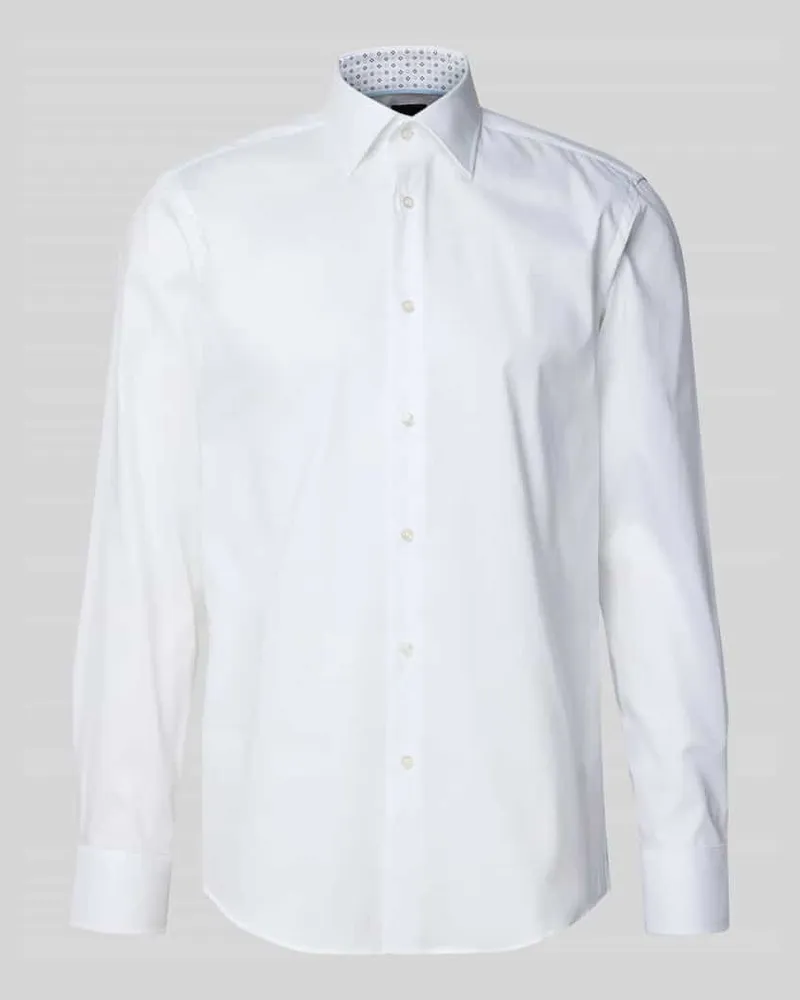 HUGO BOSS Regular Fit Businesshemd aus reiner Baumwolle Weiss