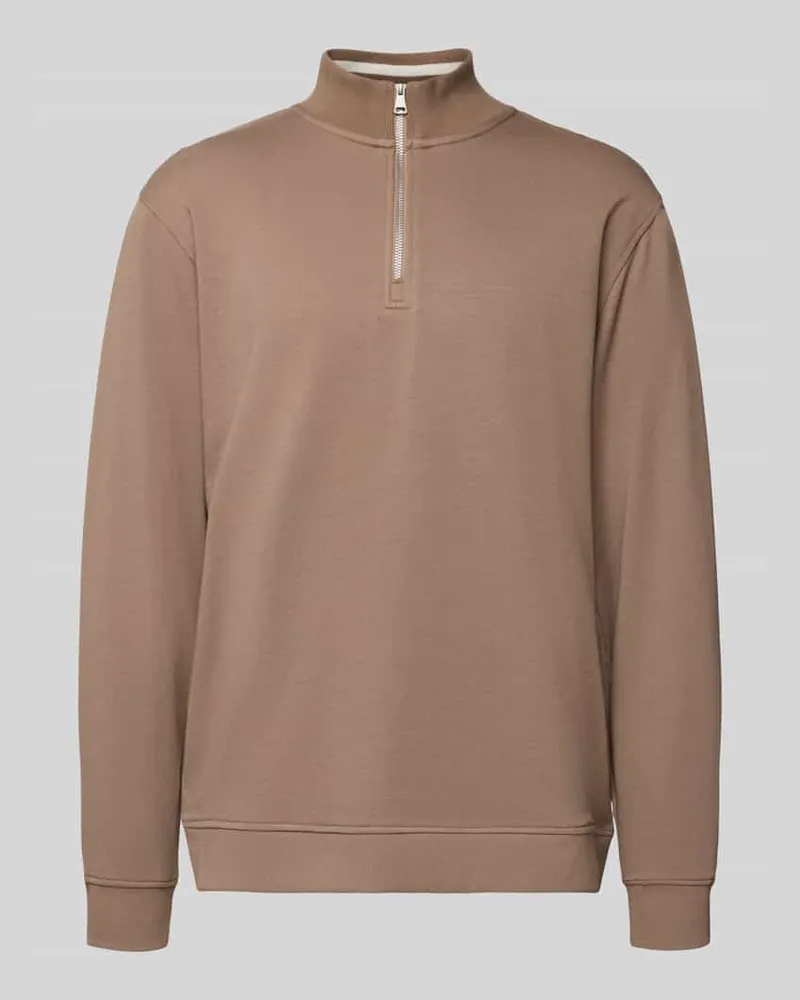 Marc O'Polo Regular Fit Troyer aus reiner Baumwolle Taupe