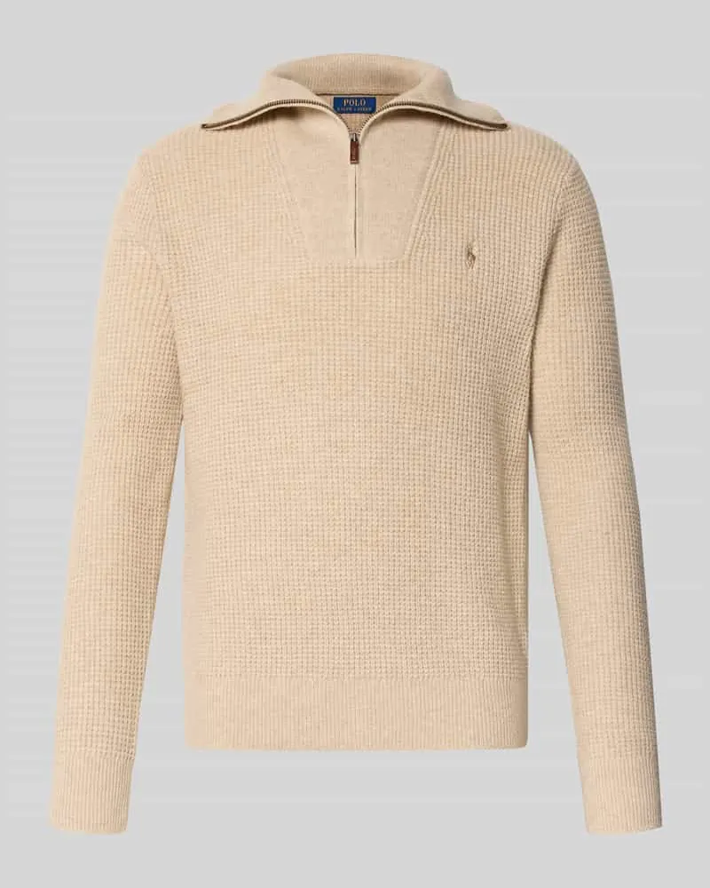 Ralph Lauren Strickpullover mit Troyer-Kragen und Label-Stitching Beige