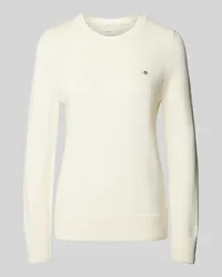 Gant Strickpullover mit Label-Stitching Offwhite