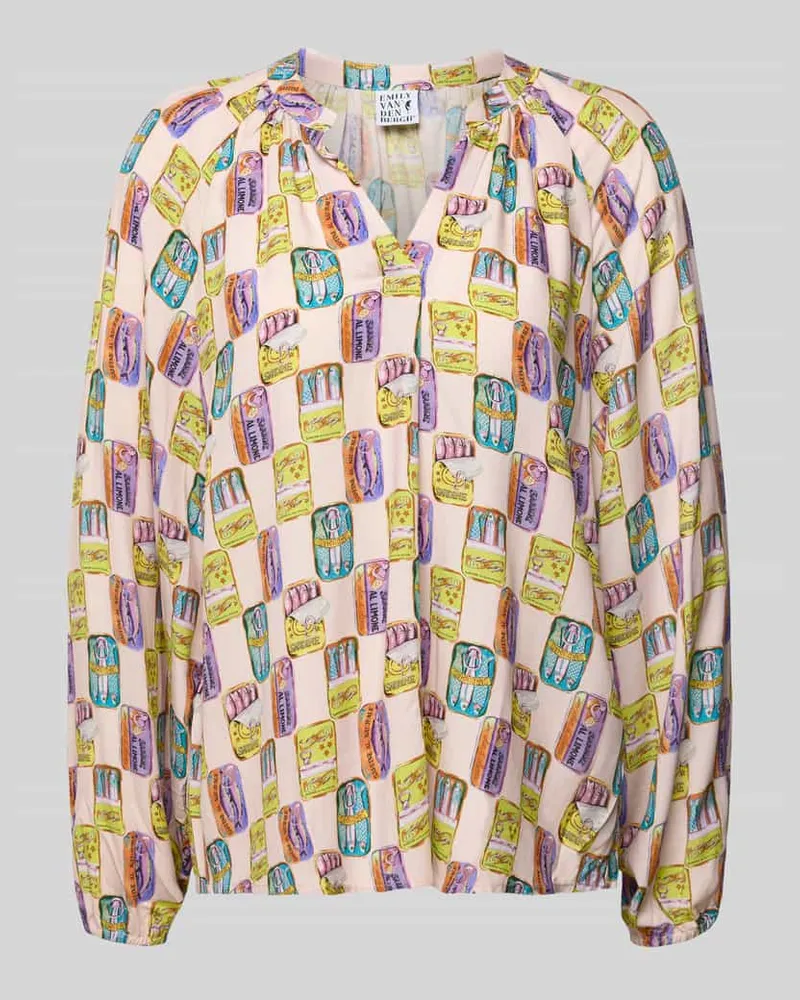 Emily van den Bergh Regular Fit Bluse aus Viskose im Allover-Look Lila