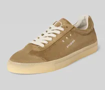 Ledersneaker mit Label-Print Modell 'Retro