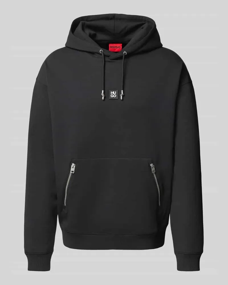 HUGO BOSS Hoodie aus Baumwoll-Mix mit Logo-Applikation Modell 'Dargenhood Black