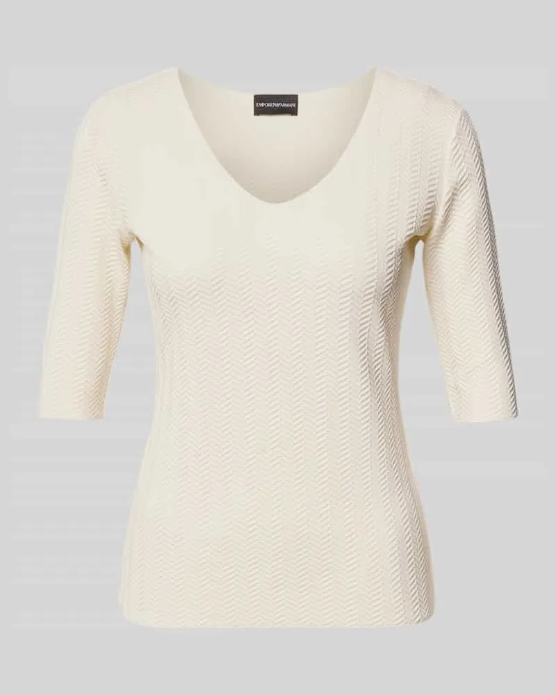 Emporio Armani Regular Fit Bluse mit Strukturmuster Offwhite