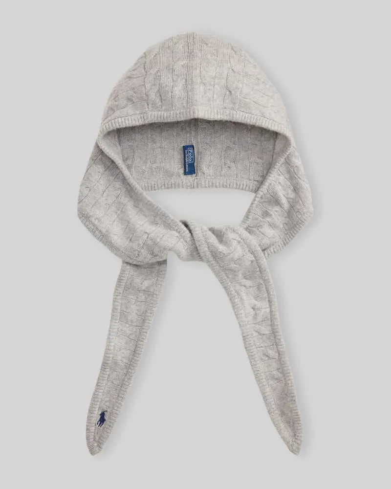 Ralph Lauren Mütze aus Wolle Kaschmir mit Kapuze Mittelgrau