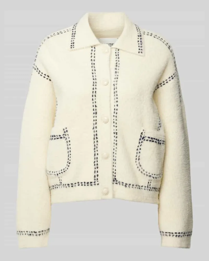 Essentiel Strickjacke mit Umlegekragen Modell 'Hoops Beige