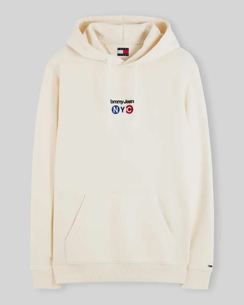 Tommy Hilfiger Relaxed Fit Hoodie aus reiner Baumwolle Offwhite