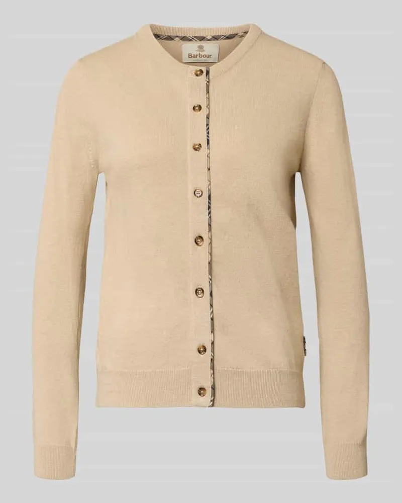 Barbour Slim Fit Strickjacke aus Woll-Baumwoll-Mix Beige