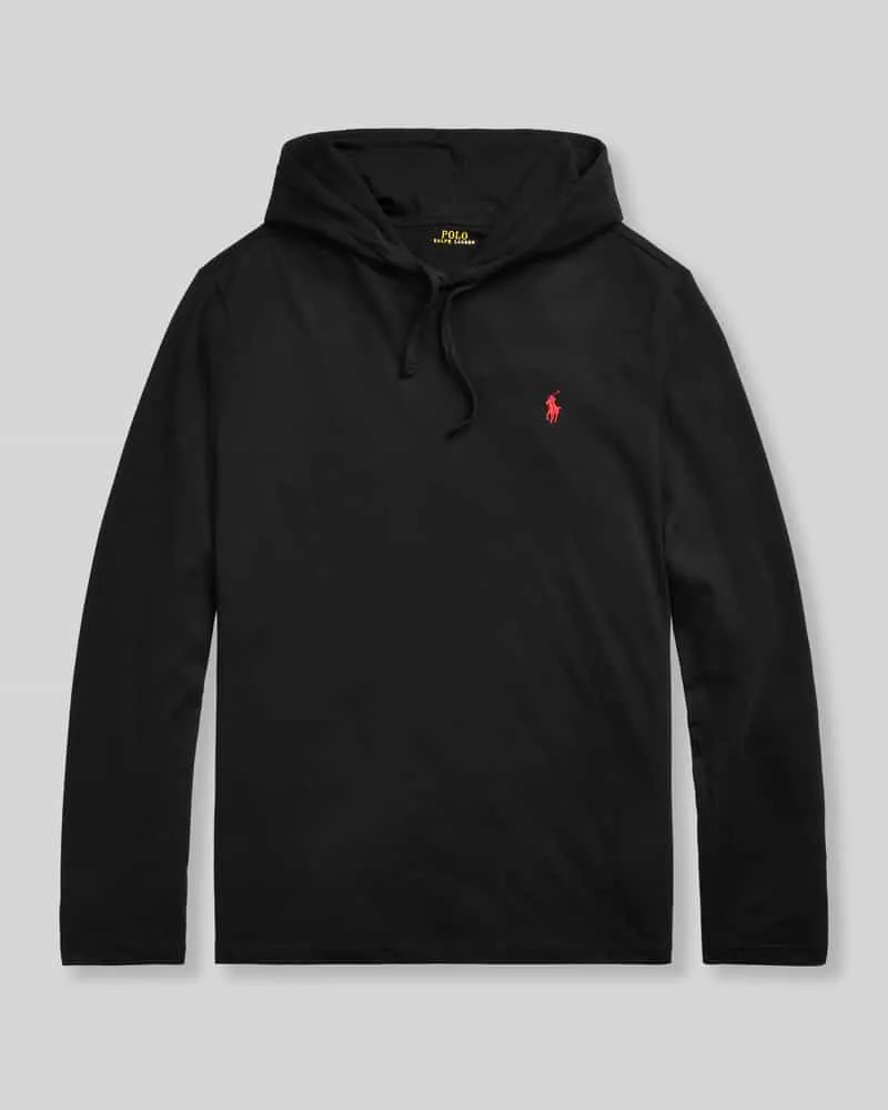 Ralph Lauren Regular Fit Hoodie aus reiner Baumwolle Black