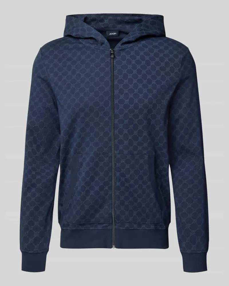 JOOP! Sweatjacke mit Logo-Muster und Kapuze Marine