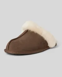 UGG Hausschuhe aus Leder Modell 'SCUFFETTE II Dunkelbraun