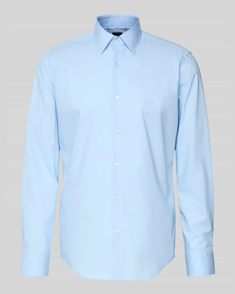 HUGO BOSS Slim Fit Businesshemd aus Popeline mit Stretch-Anteil Hellblau