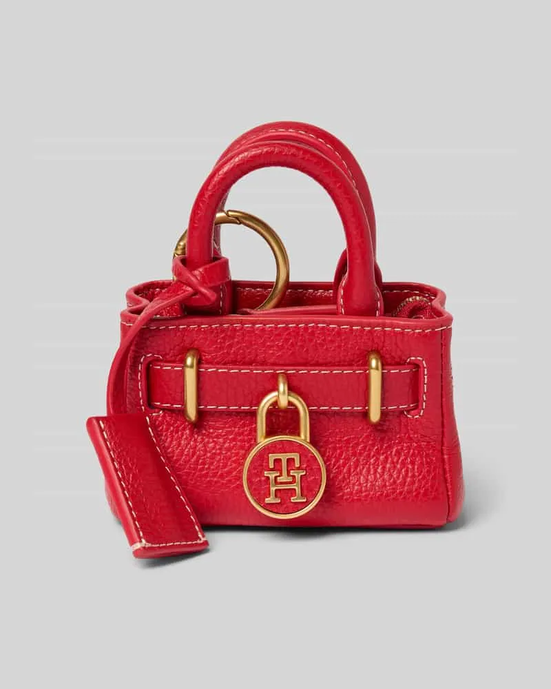 Tommy Hilfiger Miniatur Tasche im Set mit Schlüsselanhänger aus echtem Leder Rot