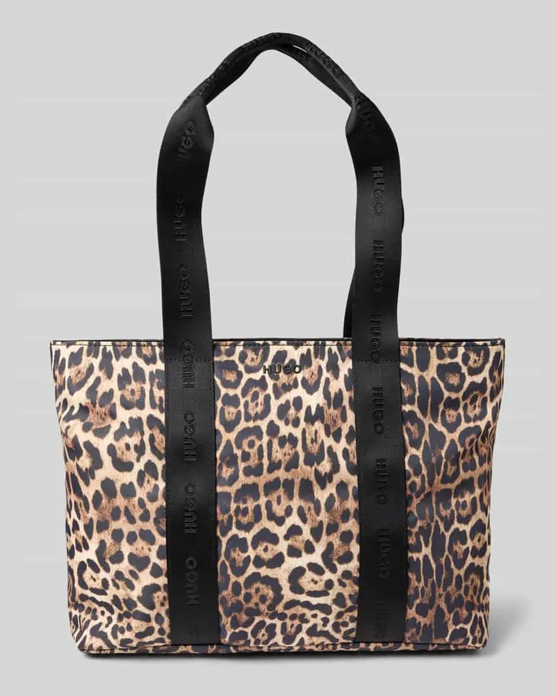 HUGO BOSS Henkeltasche mit Animal Print Beige