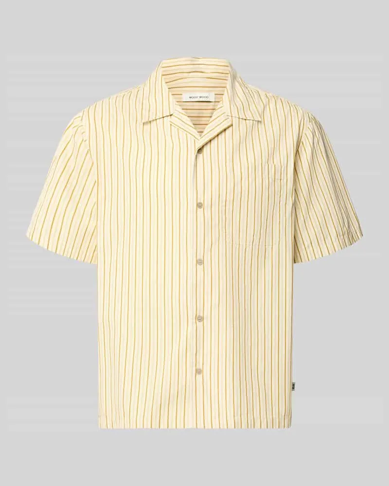Wood Wood Regular Fit Freizeithemd mit 1/2-Arm Modell 'Nico Gelb