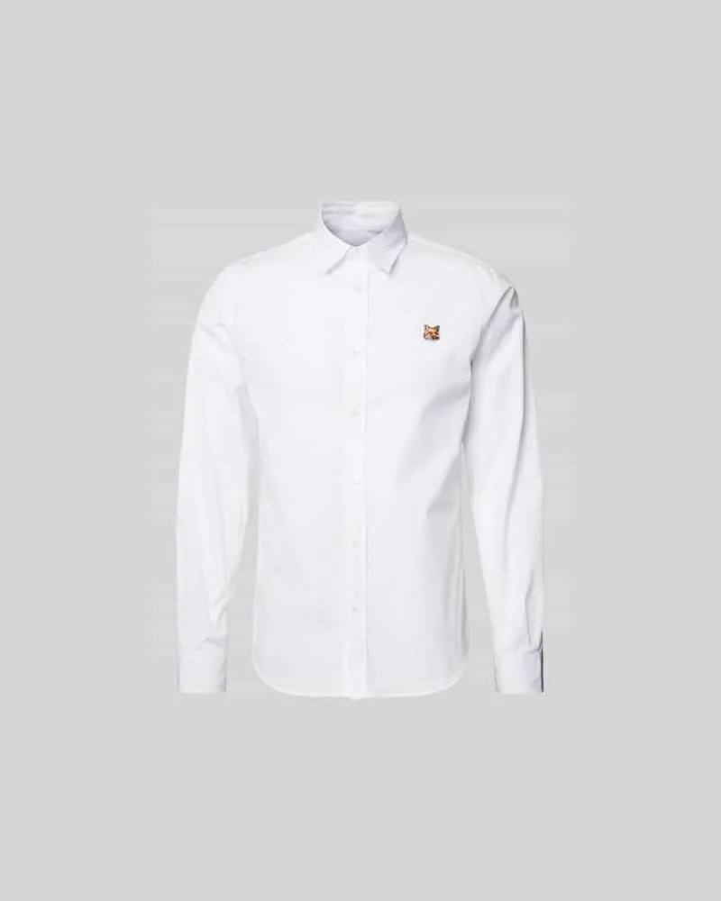 Kitsuné Freizeithemd mit Label-Stitching Weiss