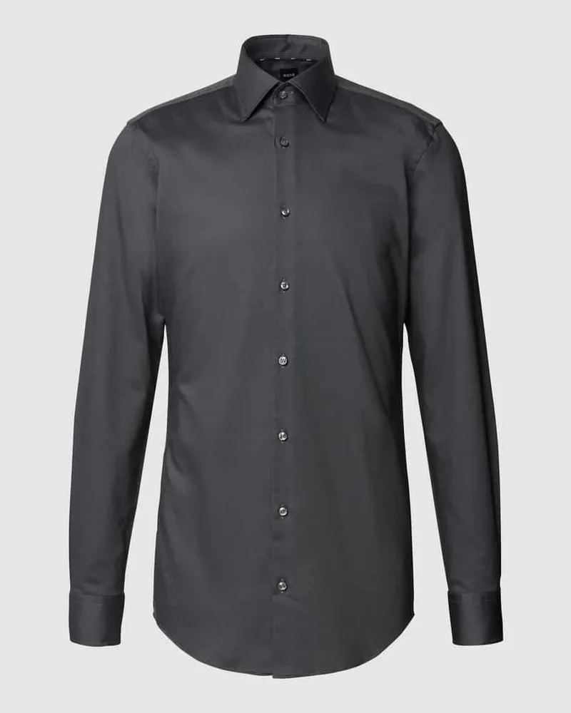 HUGO BOSS Slim Fit Businesshemd mit extra langem Arm Anthrazit