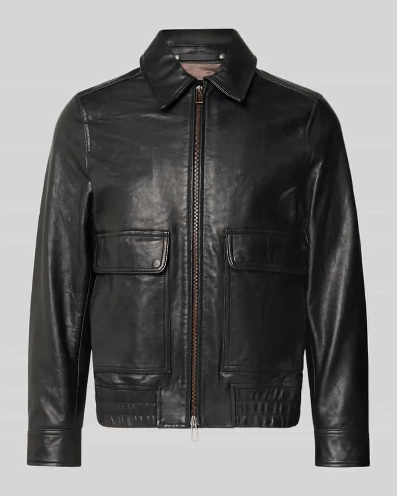Paul Smith Lederjacke aus Schafsleder mit Pattentaschen Metallic