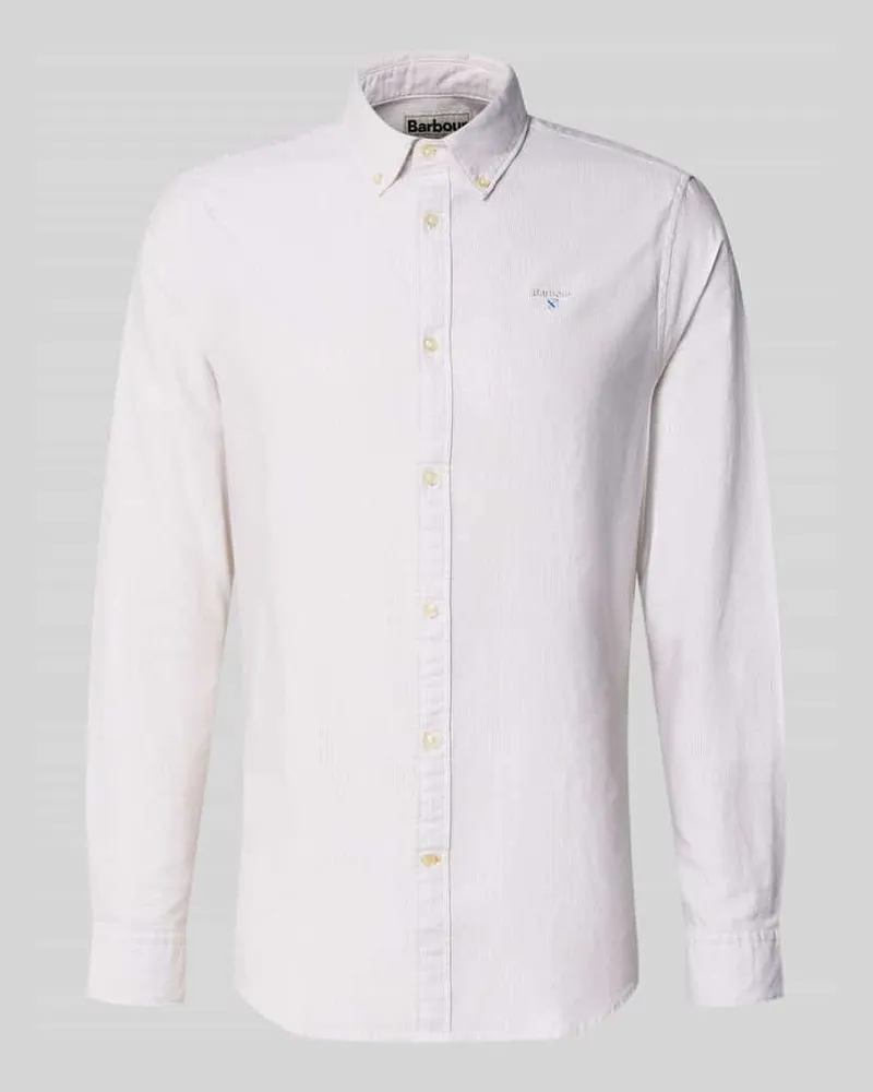 Barbour Tailored Fit Freizeithemd aus reiner Baumwolle Modell 'STRIPED OXFORD Stein
