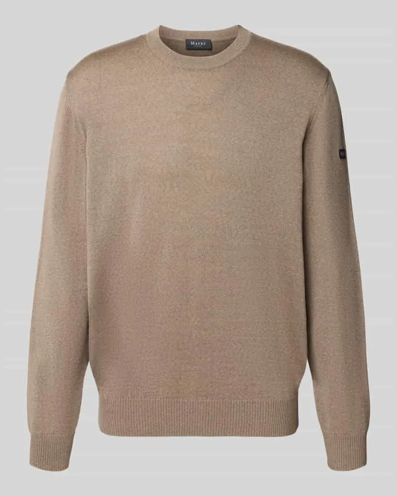 Maerz Regular Fit Strickpullover aus reiner Schurwolle mit Label-Detail Hazel