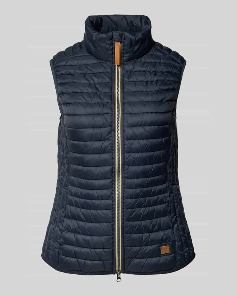 Camel Active Regular Fit Steppweste mit Stehkragen und Label-Detail Dunkelblau