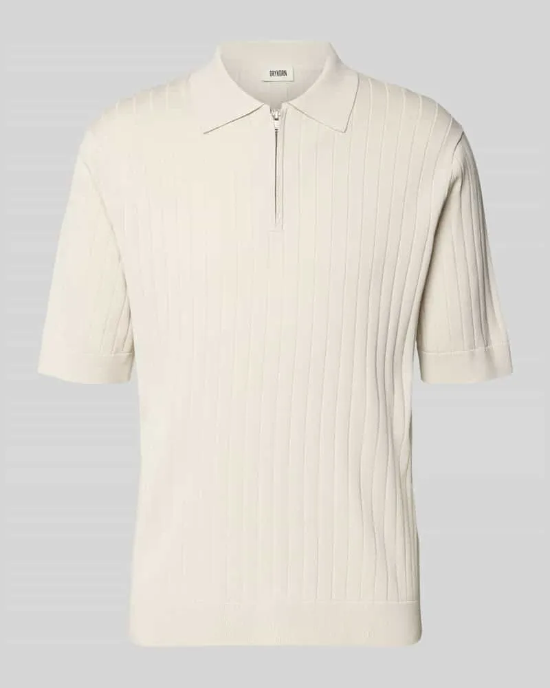 Drykorn Regular Fit Poloshirt mit kurzem Reißverschluss Ecru