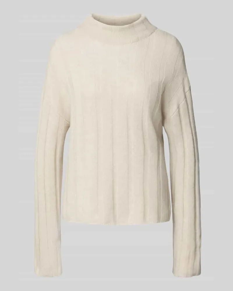 Marc Cain Wollpullover mit Stehkragen Woll-Kaschmir-Mix Sand