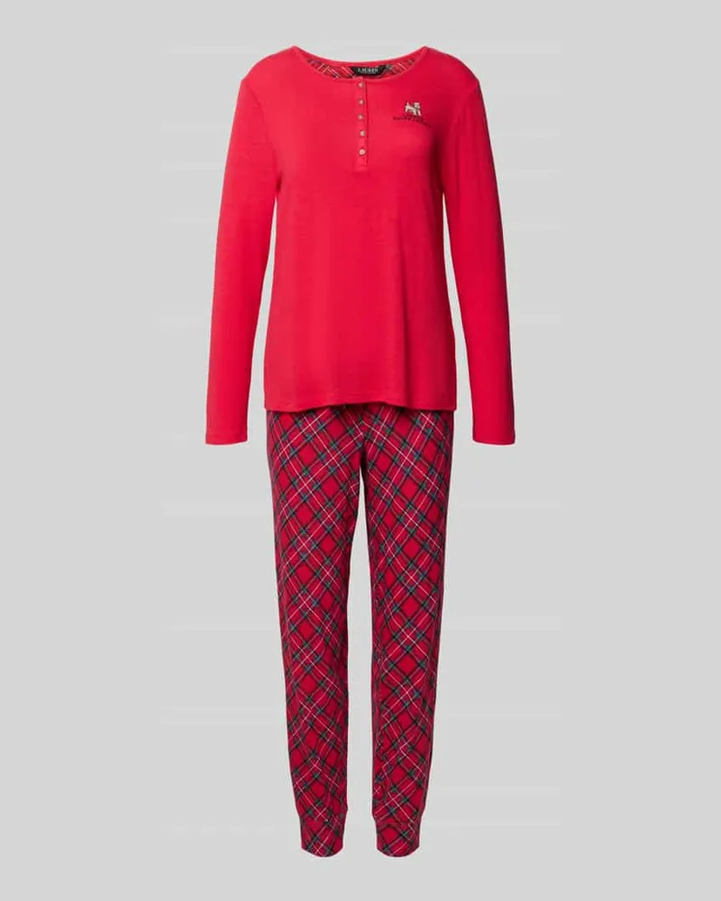 Ralph Lauren Relaxed Fit Pyjama-Set mit Viskose-Anteil Rot
