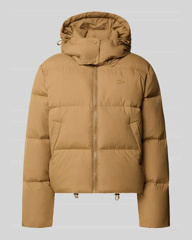 Lacoste Regular Fit Pufferjacke mit abnehmbarer Kapuze Camel