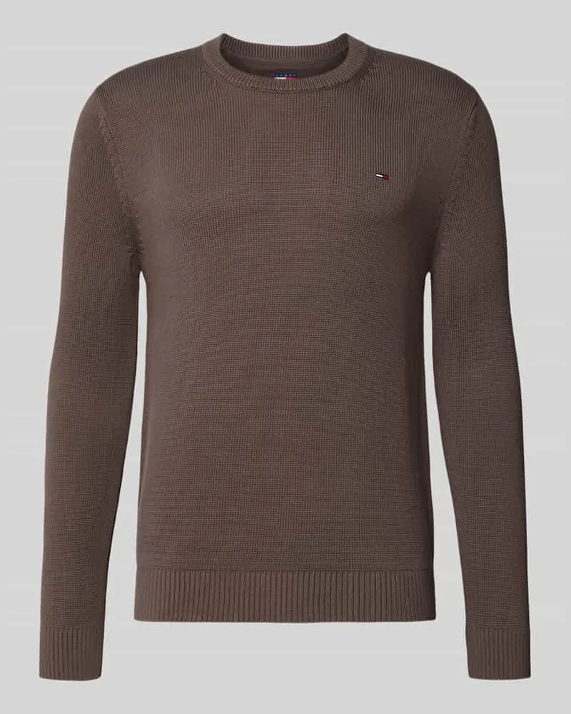 Tommy Hilfiger Regular Fit Strickpullover aus reiner Baumwolle Dunkelbraun