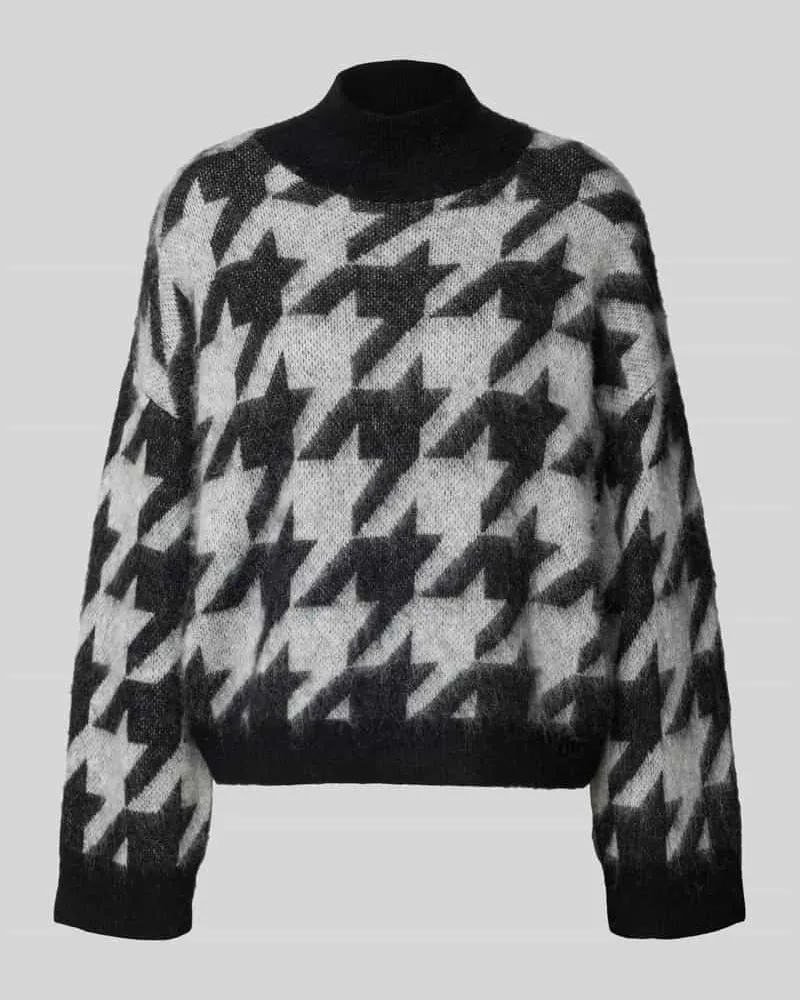 HUGO BOSS Relaxed Fit Strickpullover mit Woll-Anteil Modell 'SWAN Black