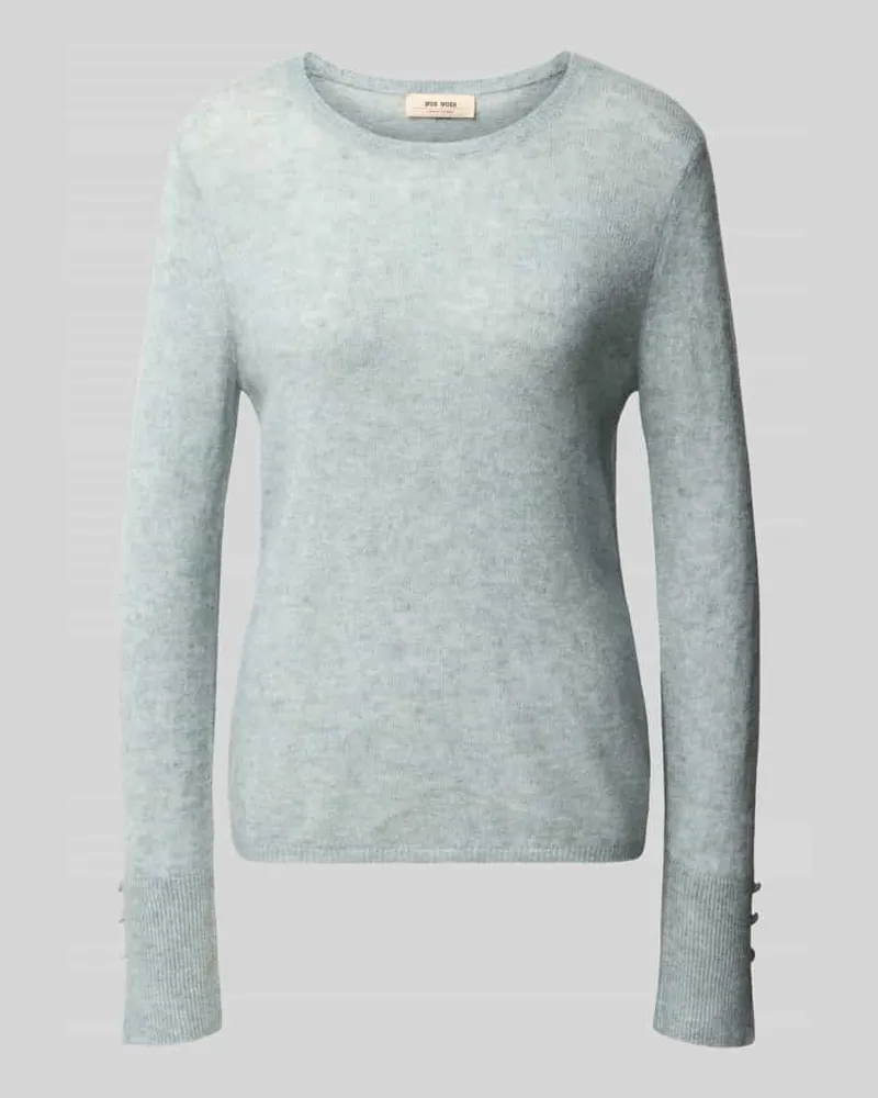 Mos Mosh Strickpullover mit Rundhalsausschnitt Modell 'Mape Sophia Eisblau