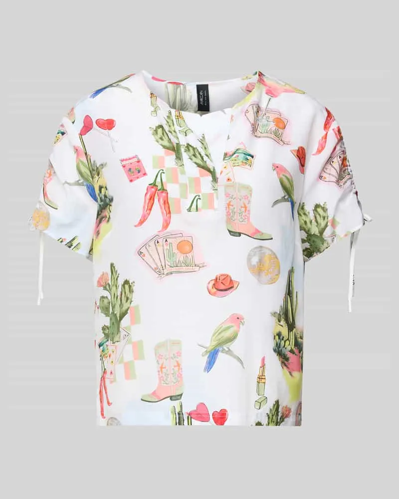 Marc Cain Regular Fit Bluse im Allover-Look Weiss