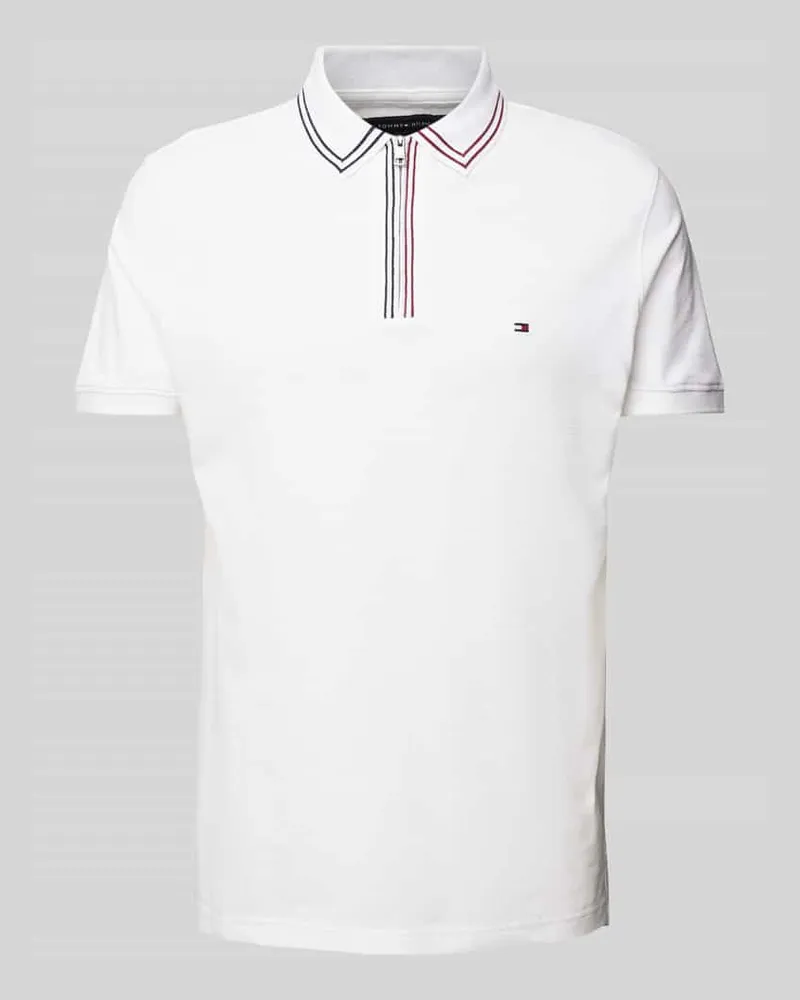 Tommy Hilfiger Regular Fit Poloshirt mit Logo-Stitching Weiss