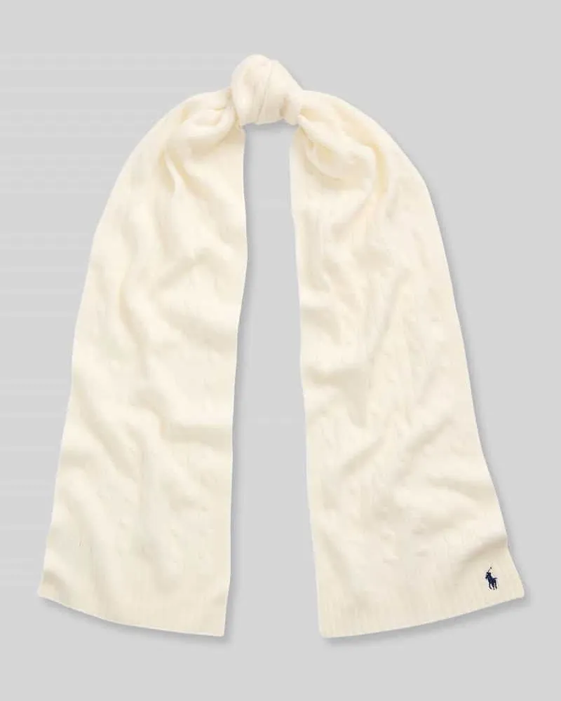 Ralph Lauren Schal aus Schurwoll-Kaschmir-Mix mit Logo-Stitching Offwhite