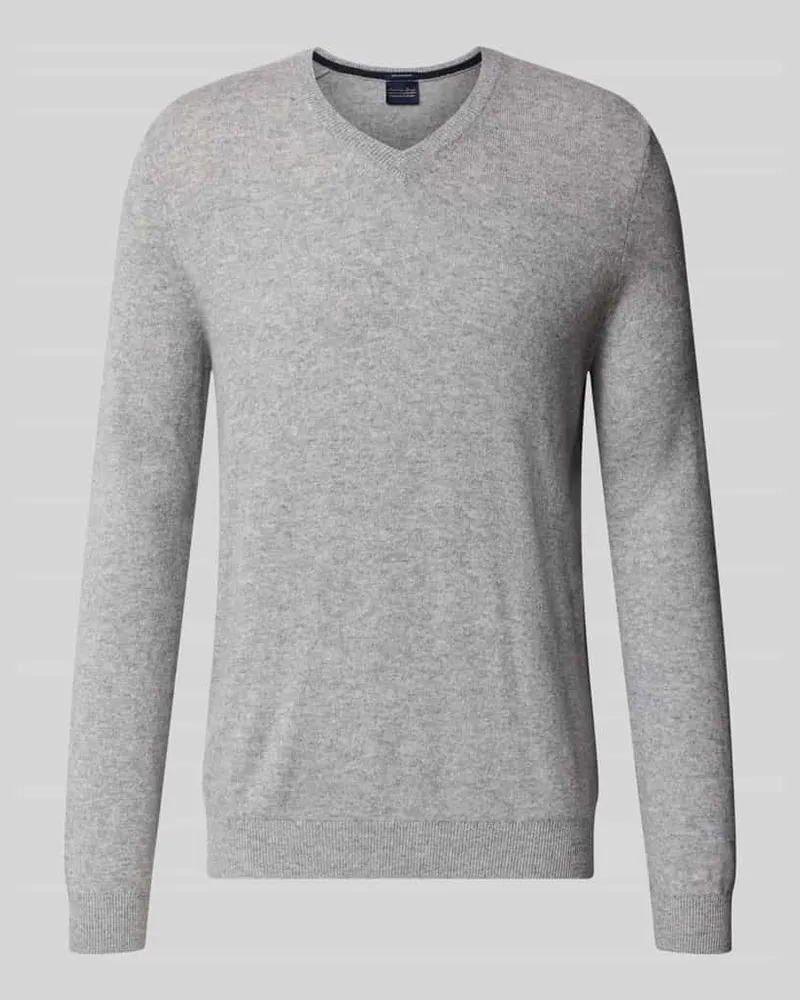 Christian Berg Strickpullover aus Kaschmir mit V-Ausschnitt Mittelgrau