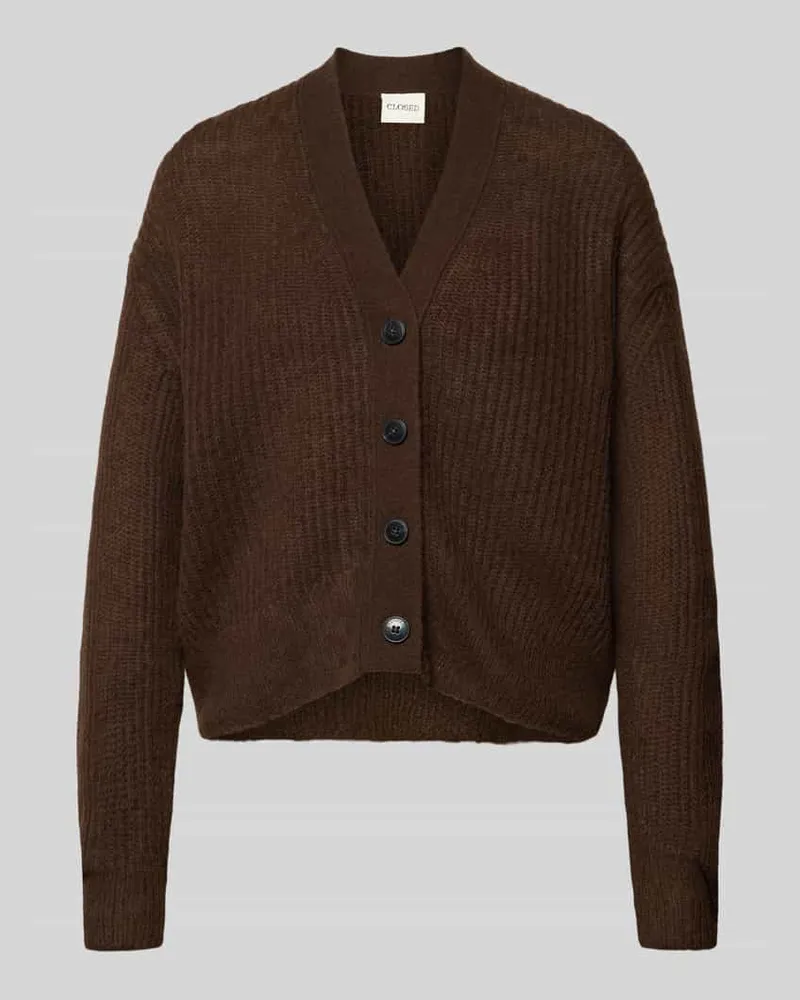 Closed Strickjacke aus Alpaka-Mix mit V-Ausschnitt Schoko