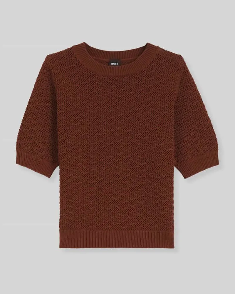 HUGO BOSS Regular Fit T-Shirt aus reiner Baumwolle Modell 'FOLEARIA Cognac