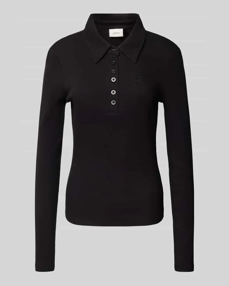 Gestuz Longsleeve mit Polokragen Modell 'drew Black