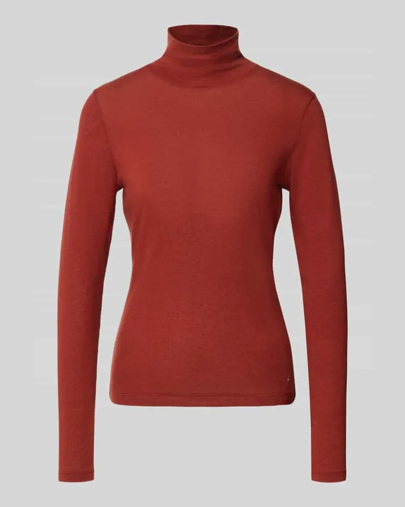 windsor. Slim Fit Longsleeve aus Lyocell-Mix mit Woll-Anteil Dunkelrot