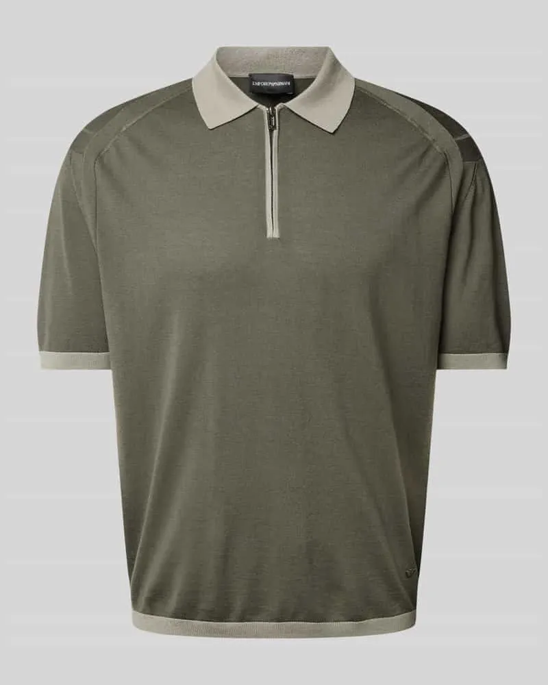 Emporio Armani Regular Fit Poloshirt mit Seiden-Anteil Oliv