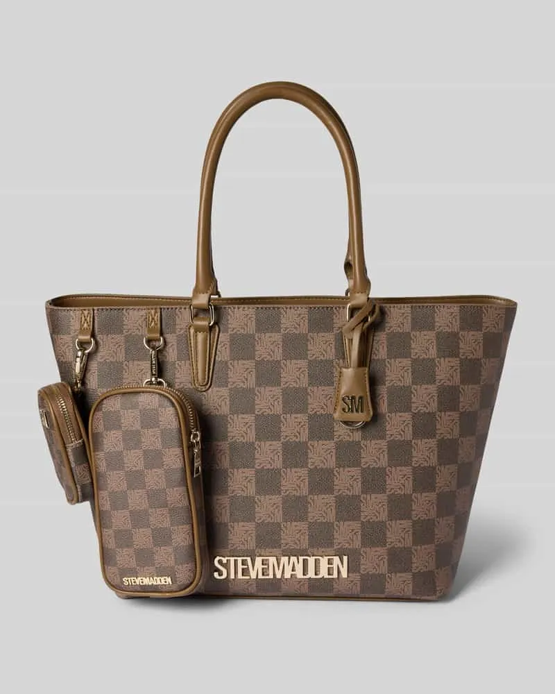 Steve Madden Handtasche mit Logo-Applikation Modell 'Jude Mittelbraun