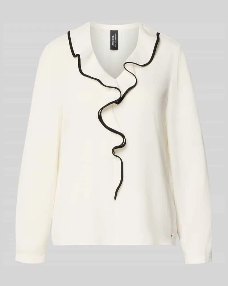 Marc Cain Regular Fit Bluse mit Volants Offwhite