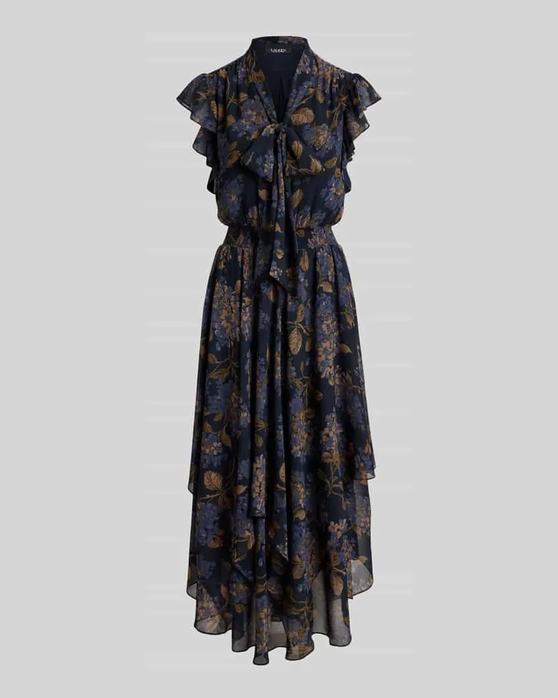 Ralph Lauren Maxikleid mit Bindeschleife am Ausschnitt Marine