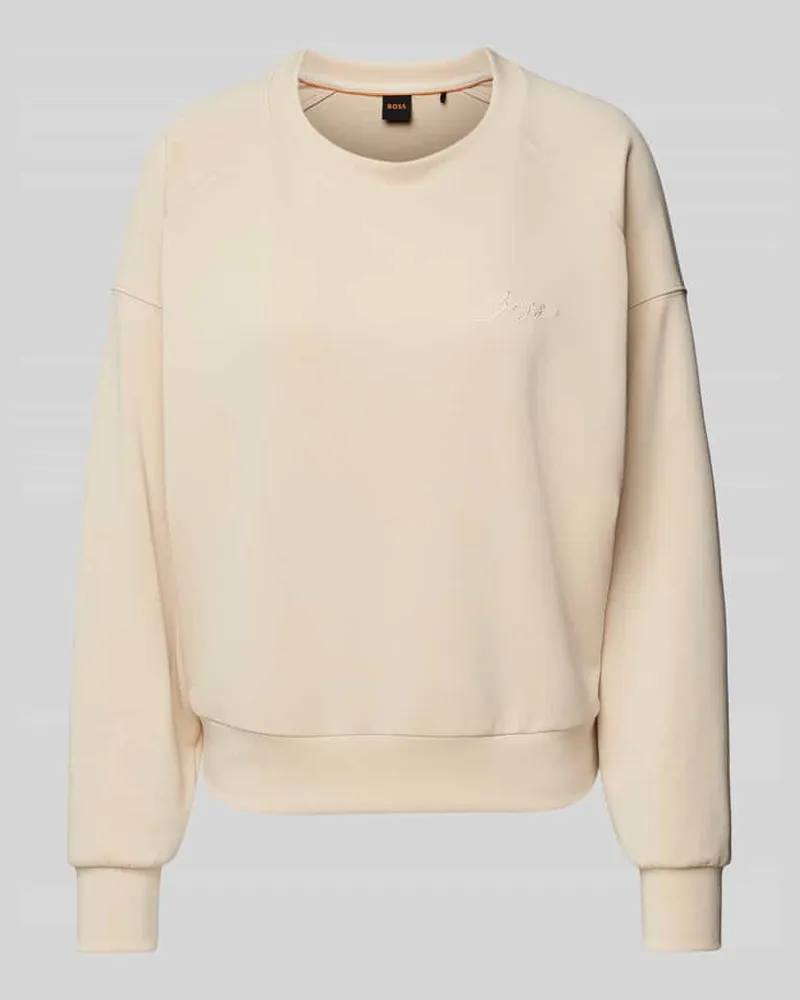 HUGO BOSS Sweatshirt mit Label-Stitching Modell 'Eslita Sand