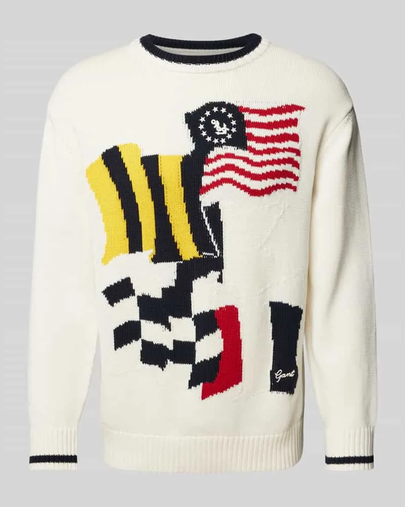 Gant Strickpullover mit Rundhalsausschnitt Offwhite