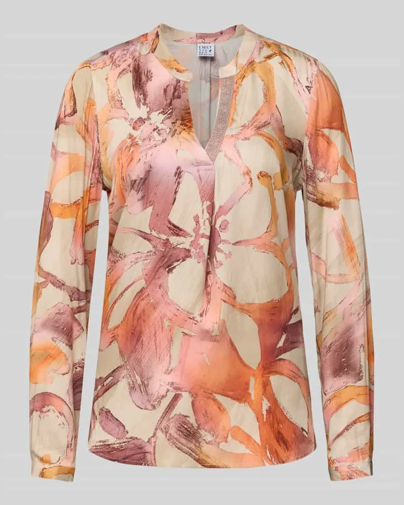 Emily van den Bergh Bluse aus Viskose mit V-Ausschnitt Beige