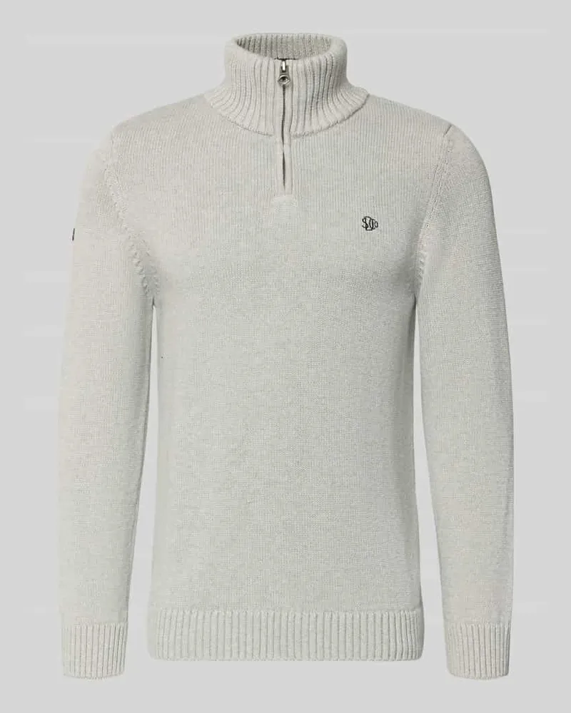 Superdry. Slim Fit Pullover in Strick-Optik Mittelgrau