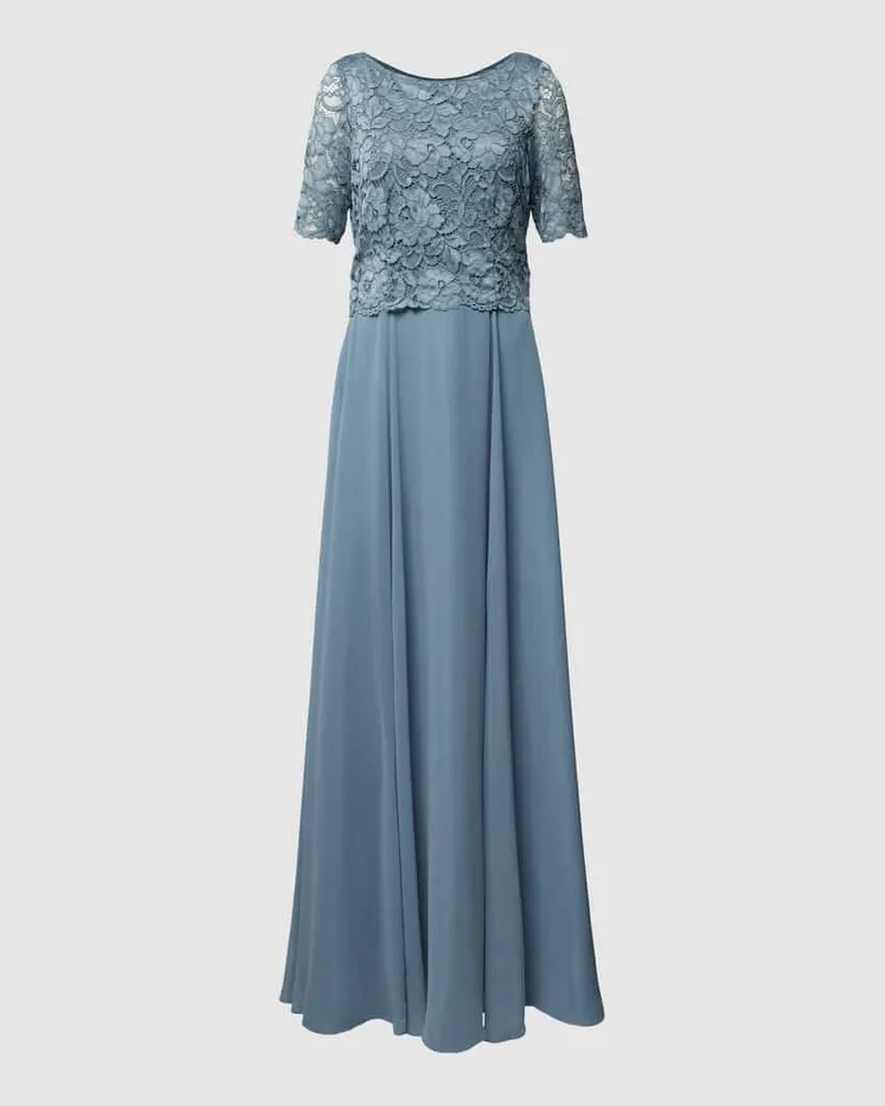 Vera Mont Abendkleid mit Spitzenbesatz Rauchblau