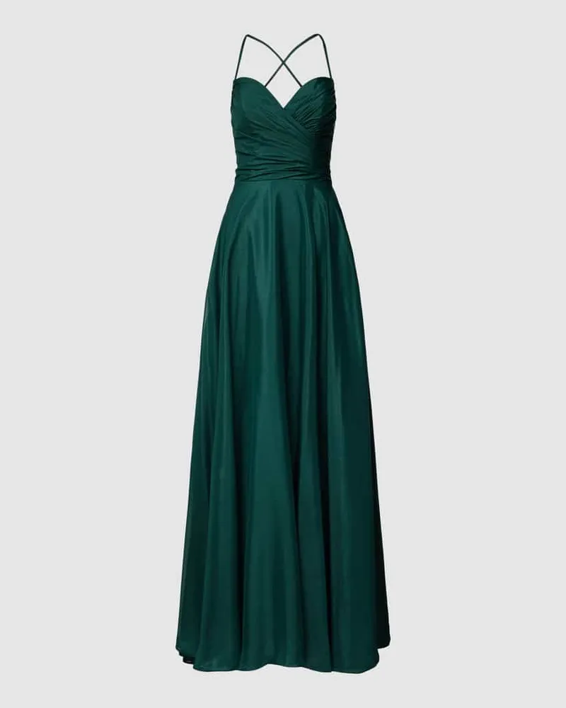 LUXUAR Abendkleid mit Spaghettiträgern Dunkelgruen